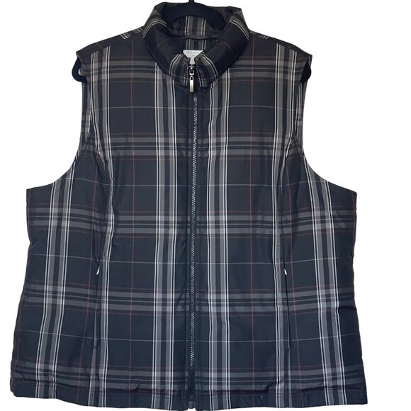 Feather Down Insulated Full Zip Plaid Vest Charter Club Women's Pre-Owned 2X - Picture 1 of 7